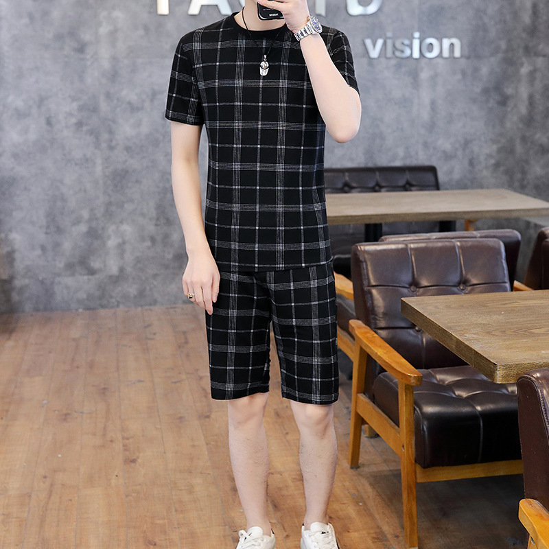 757a69e9-fd9a-4bdb-a21a-2b45e7055b9d.jpg Casual Suit Short-sleeved T-shirt Male Boy Tide Brand Two-piece Shorts Shorts – Image 1