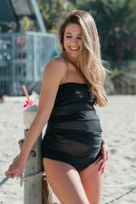 One-piece maternity swimsuit solid color mesh bikini – Image 5