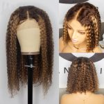 Natural Curly Deep Wave Lace Wig, Piano-color Inter-color Lace Headgear – Image 3