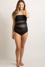 One-piece maternity swimsuit solid color mesh bikini – Image 4