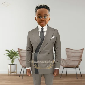 Luxury Boys’ 2-Piece Tuxedo – Premium Quality Double-Breasted Suit for Ring Bearers, Elite Banquets & Elegant Parties