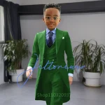 Khaki Long Tail Coat 3 Piece Gentleman Boys Suits Fashion Tuxedo for  Kids Wedding Prom Jacket Waistcoat with Pant – Image 16