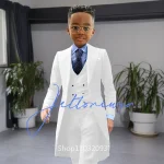 Khaki Long Tail Coat 3 Piece Gentleman Boys Suits Fashion Tuxedo for  Kids Wedding Prom Jacket Waistcoat with Pant – Image 12