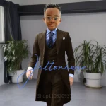 Khaki Long Tail Coat 3 Piece Gentleman Boys Suits Fashion Tuxedo for  Kids Wedding Prom Jacket Waistcoat with Pant – Image 3