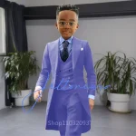Khaki Long Tail Coat 3 Piece Gentleman Boys Suits Fashion Tuxedo for  Kids Wedding Prom Jacket Waistcoat with Pant – Image 13